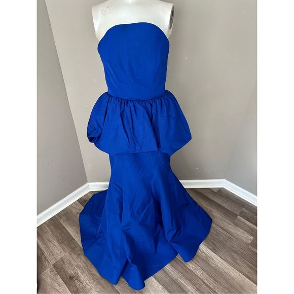 NWT JASON WU COLLECTION Strapless Balloon-Peplum Taffeta Gown US 4 $6195 - Picture 7 of 13